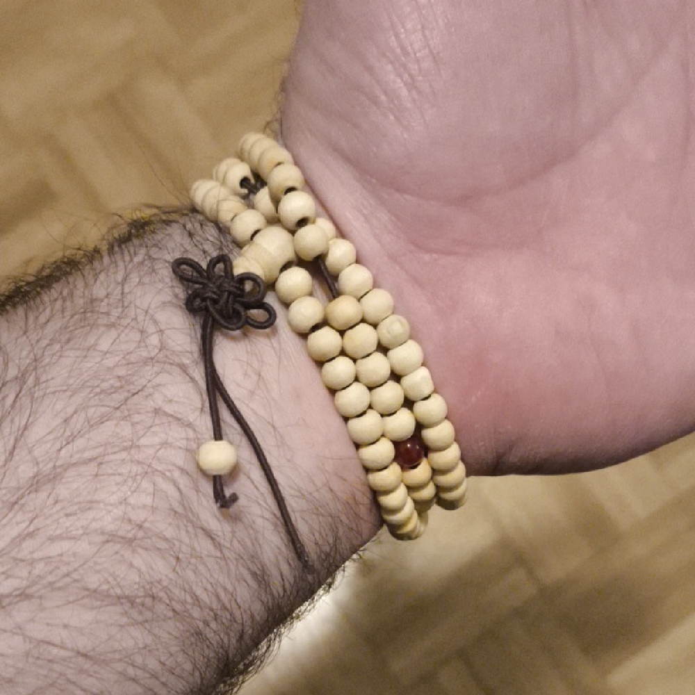 Wooden From Tibet Beaded Bracelet with Red Accent